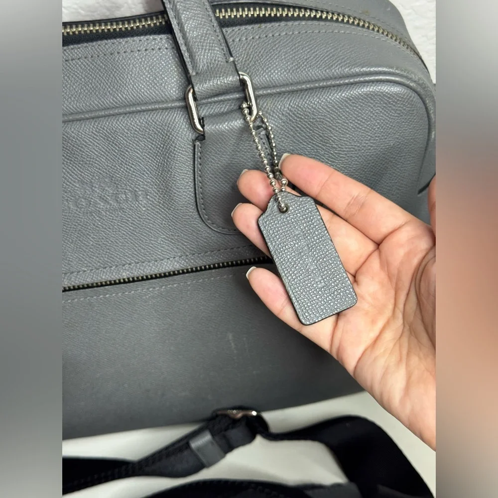 Coach Kennedy Briefcase Grey Saffiano Leather